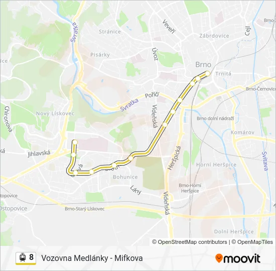 Трамвай 8: карта маршрута