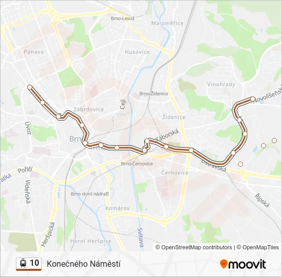 Трамвай 10: карта маршрута