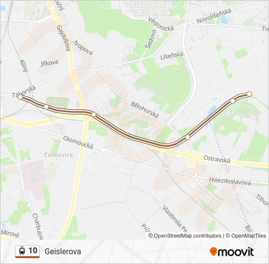 Трамвай 10: карта маршрута