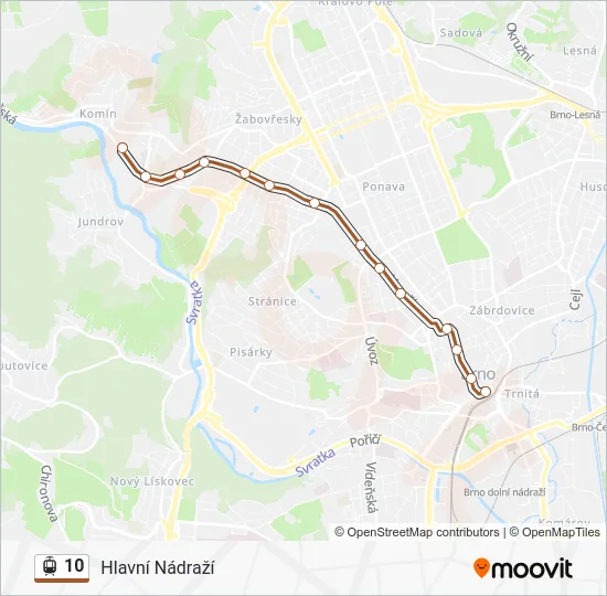 Трамвай 10: карта маршрута