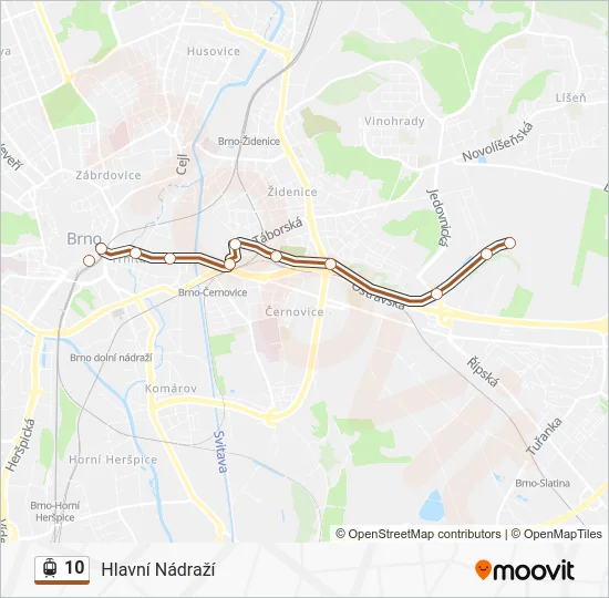 Трамвай 10: карта маршрута