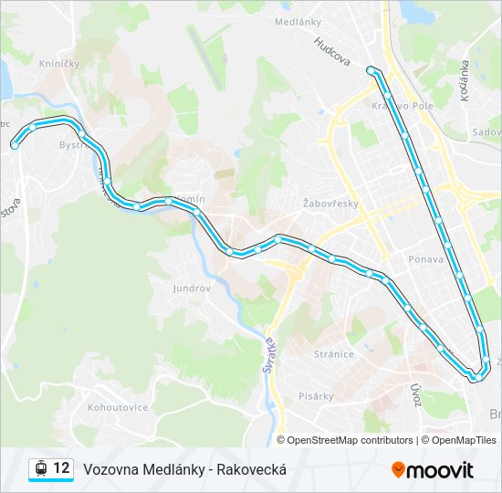 Трамвай 12: карта маршрута