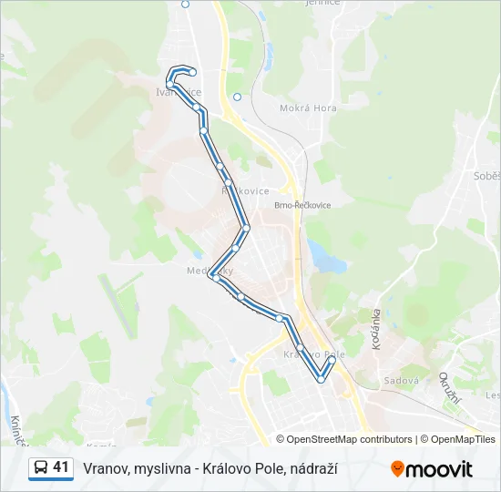Автобус 41: карта маршрута