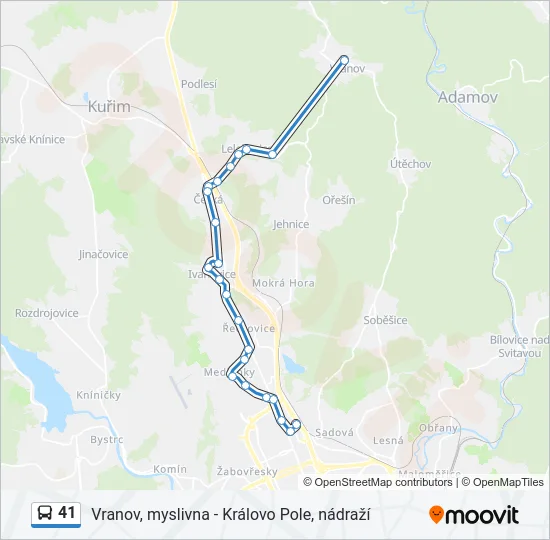 Автобус 41: карта маршрута
