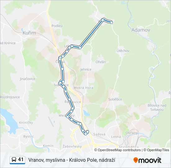 Автобус 41: карта маршрута