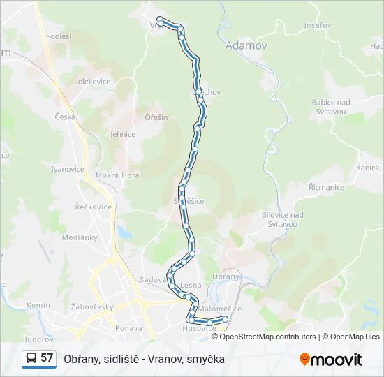 Автобус 57: карта маршрута