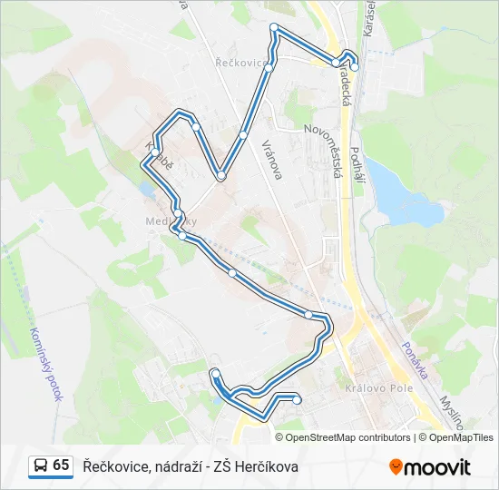 Автобус 65: карта маршрута