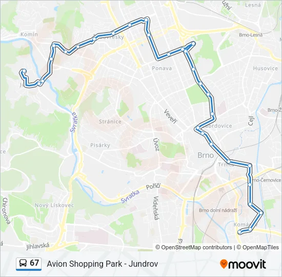 67 Bus Line Map