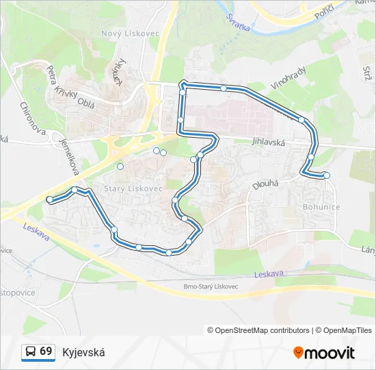 Автобус 69: карта маршрута