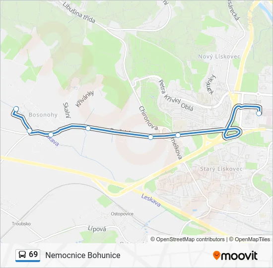 Автобус 69: карта маршрута