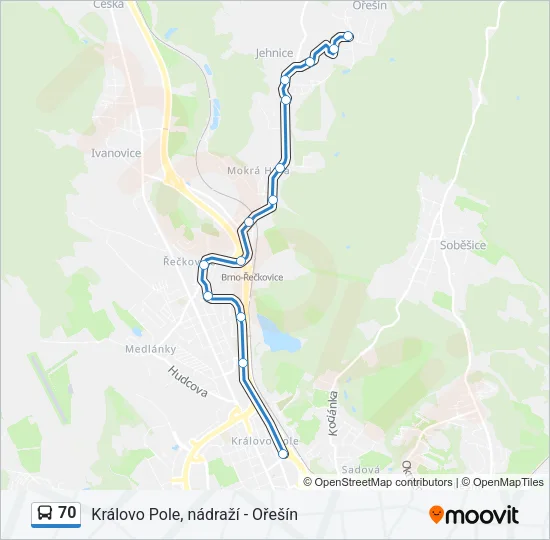 70 Bus Line Map