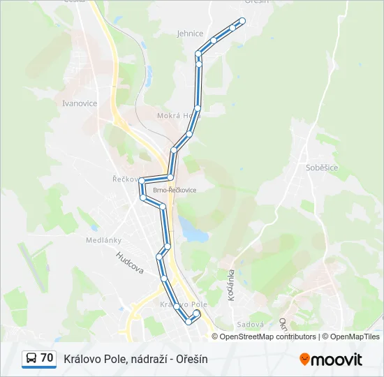 70 Bus Line Map