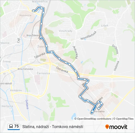 Автобус 75: карта маршрута