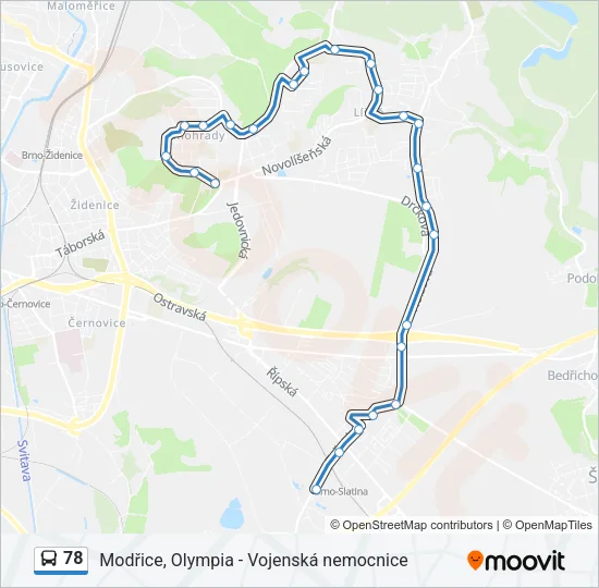 Автобус 78: карта маршрута