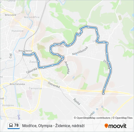 Автобус 78: карта маршрута