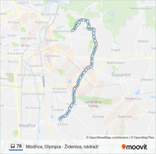 Автобус 78: карта маршрута