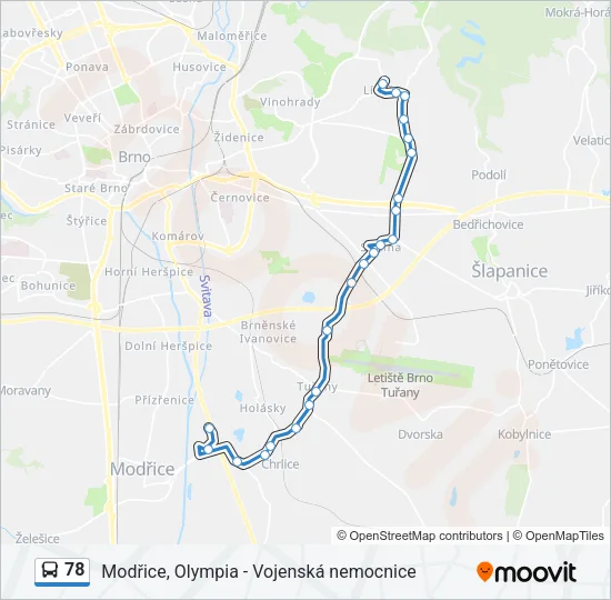 Автобус 78: карта маршрута