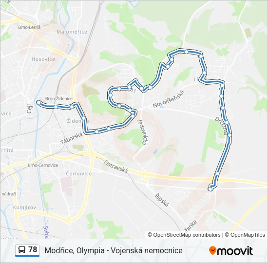 Автобус 78: карта маршрута