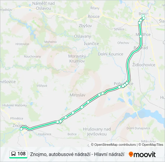 Автобус 108: карта маршрута
