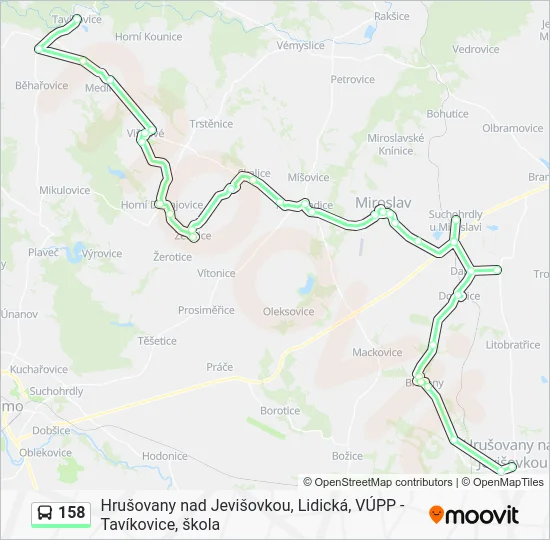 Автобус 158: карта маршрута