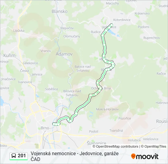 Автобус 201: карта маршрута