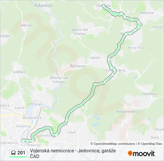 Автобус 201: карта маршрута