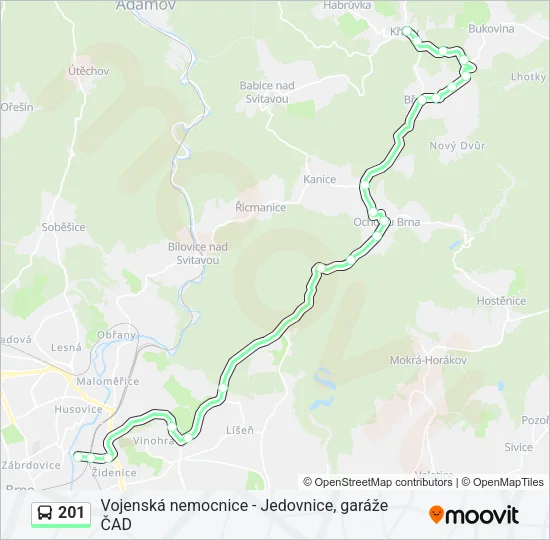 Автобус 201: карта маршрута