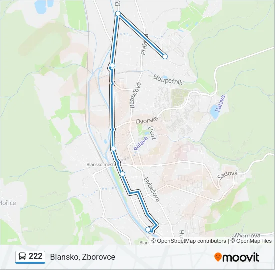 Автобус 222: карта маршрута
