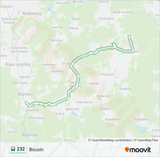 Автобус 232: карта маршрута