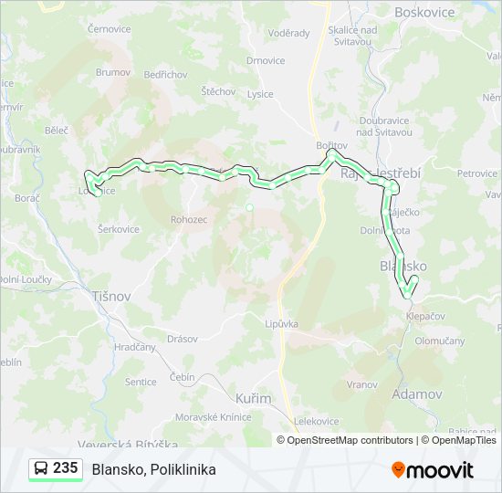 Автобус 235: карта маршрута