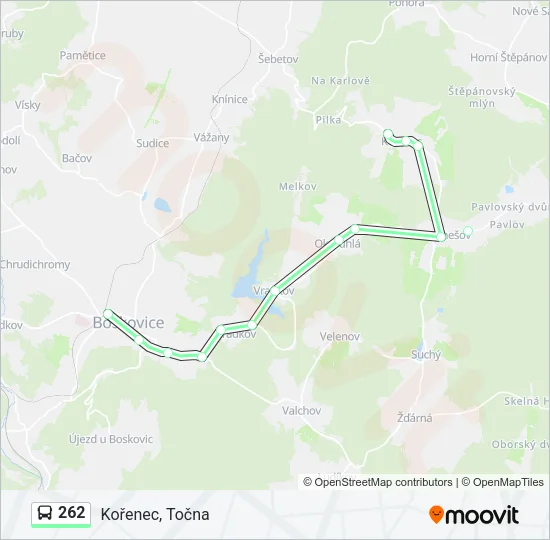 262 autobus Mapa linky