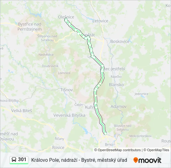 Автобус 301: карта маршрута