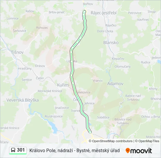 Автобус 301: карта маршрута