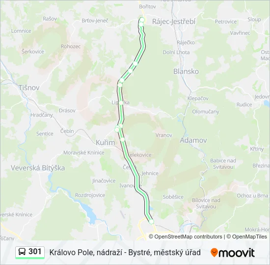 Автобус 301: карта маршрута