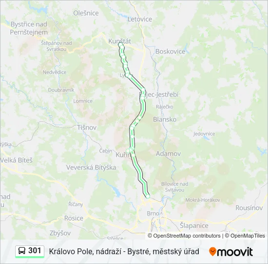 Автобус 301: карта маршрута