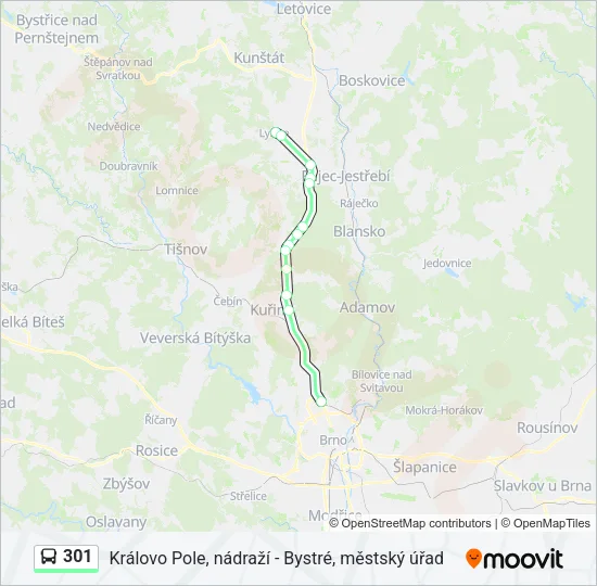 Автобус 301: карта маршрута
