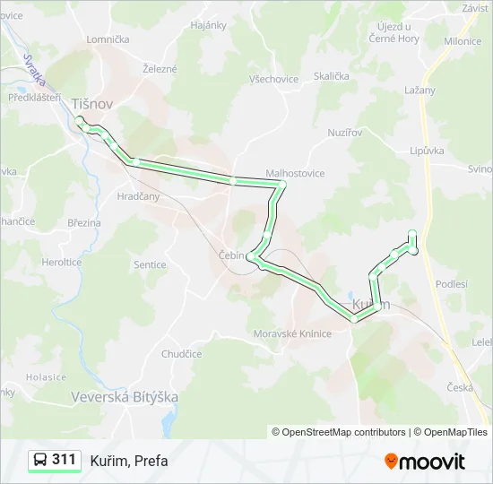 Автобус 311: карта маршрута