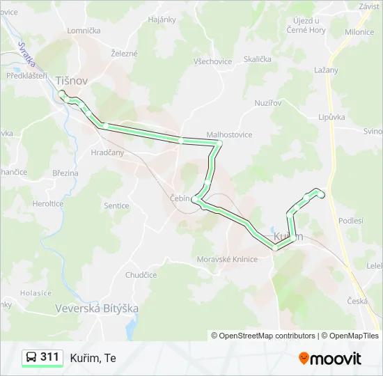 Автобус 311: карта маршрута