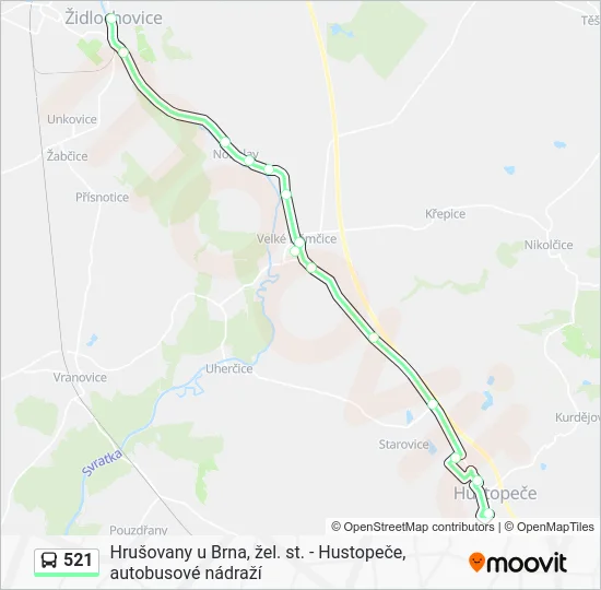 Автобус 521: карта маршрута