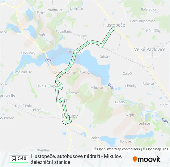 Автобус 540: карта маршрута