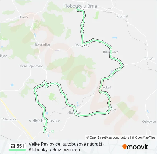 Автобус 551: карта маршрута
