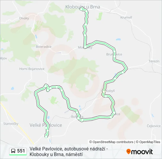 Автобус 551: карта маршрута