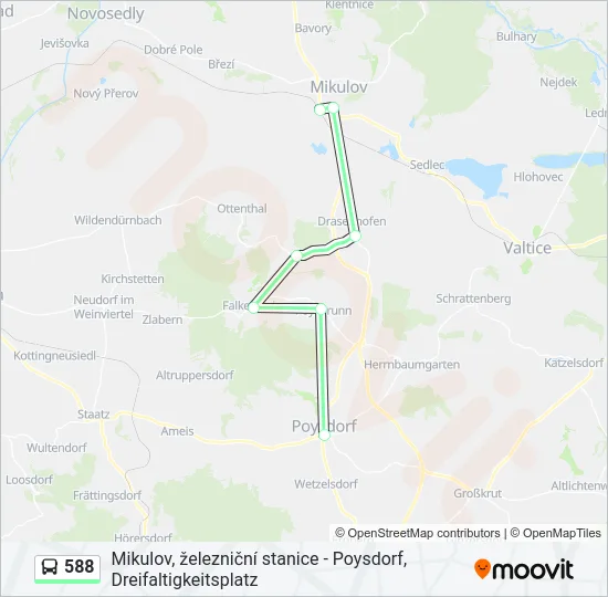 Автобус 588: карта маршрута