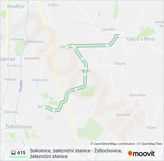 Автобус 615: карта маршрута