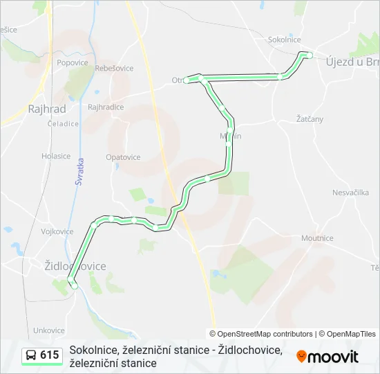 Автобус 615: карта маршрута