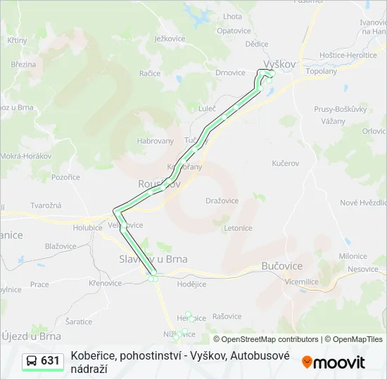 Автобус 631: карта маршрута