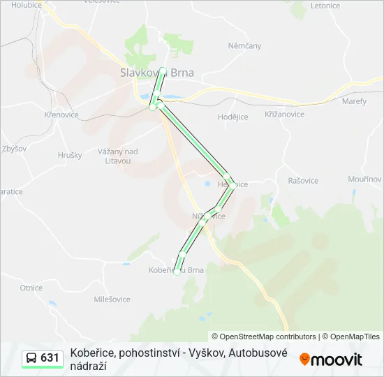 Автобус 631: карта маршрута