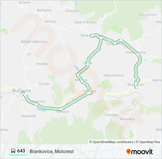 643 Bus Line Map