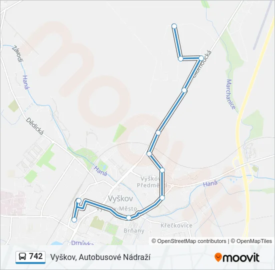 Автобус 742: карта маршрута