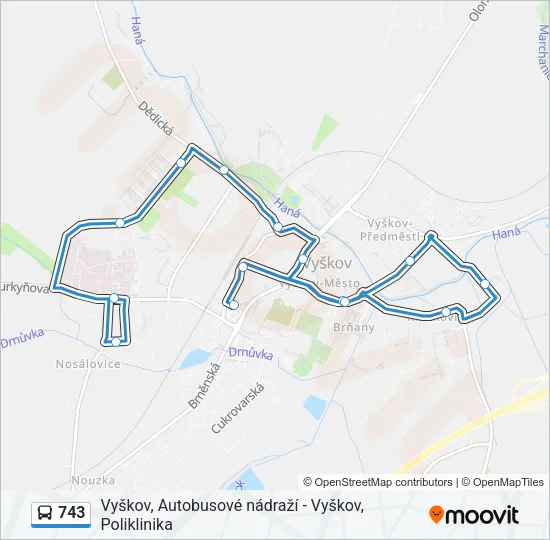 Автобус 743: карта маршрута